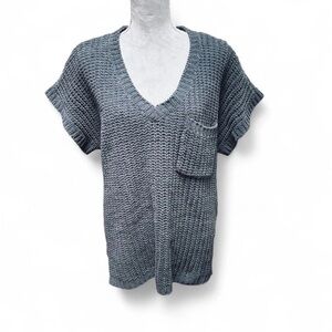 POL Women's V-Neck Chunky Sweater - Gray